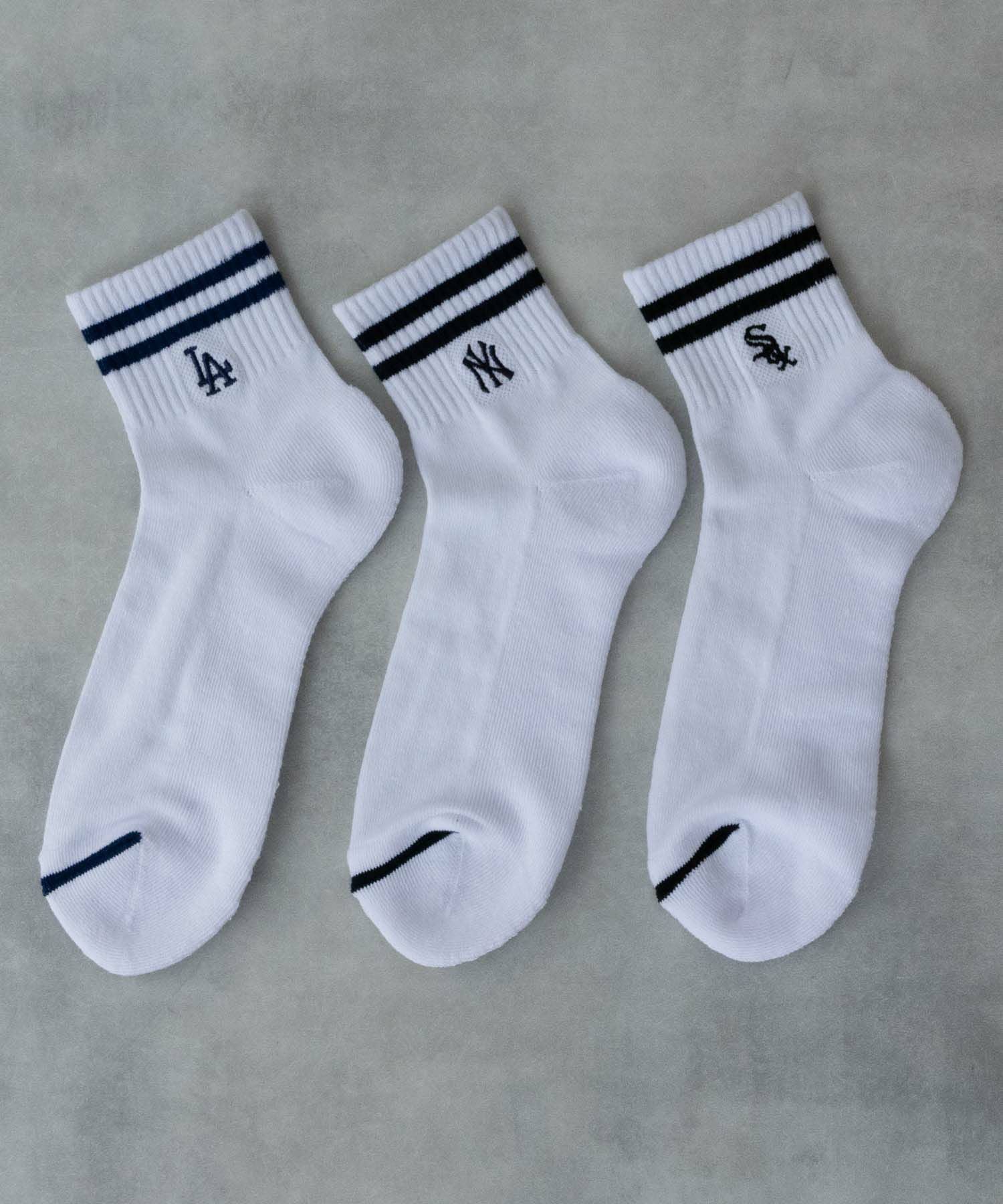 MLB クォーターソックス ライン入り 3足組 メンズ