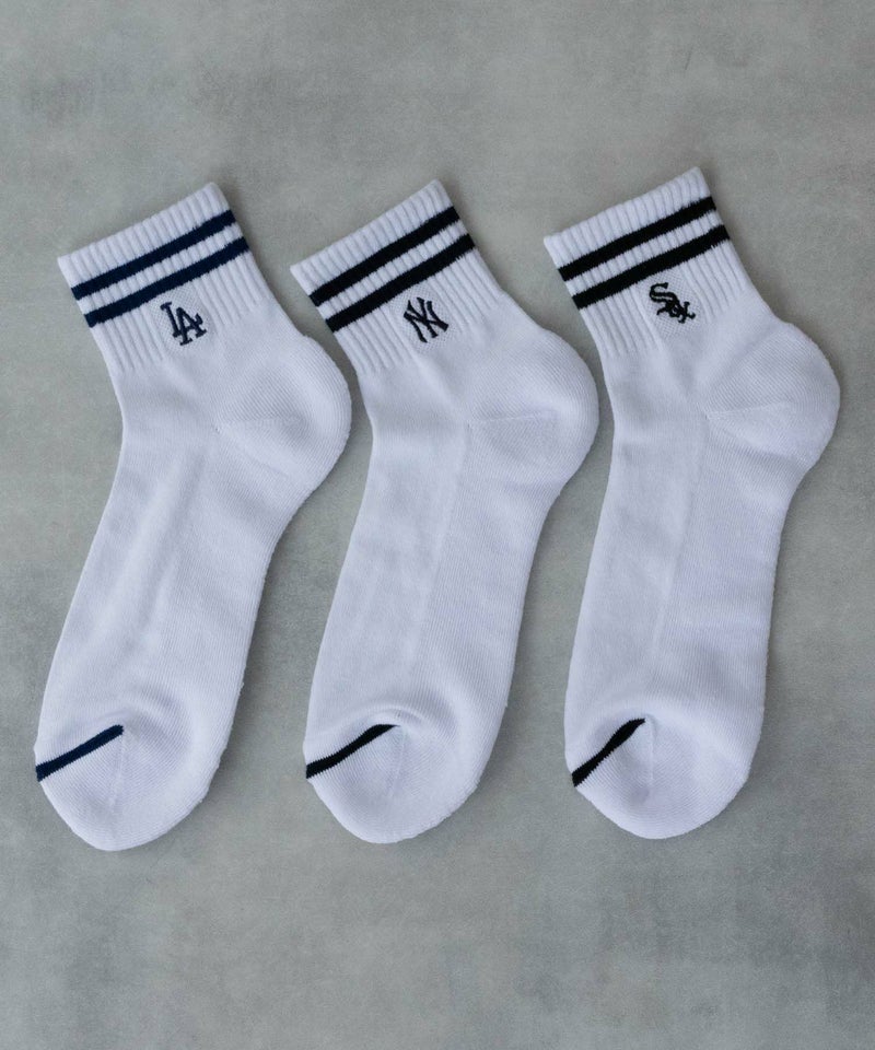 MLB クォーターソックス ライン入り 3足組 メンズ商品画像-1