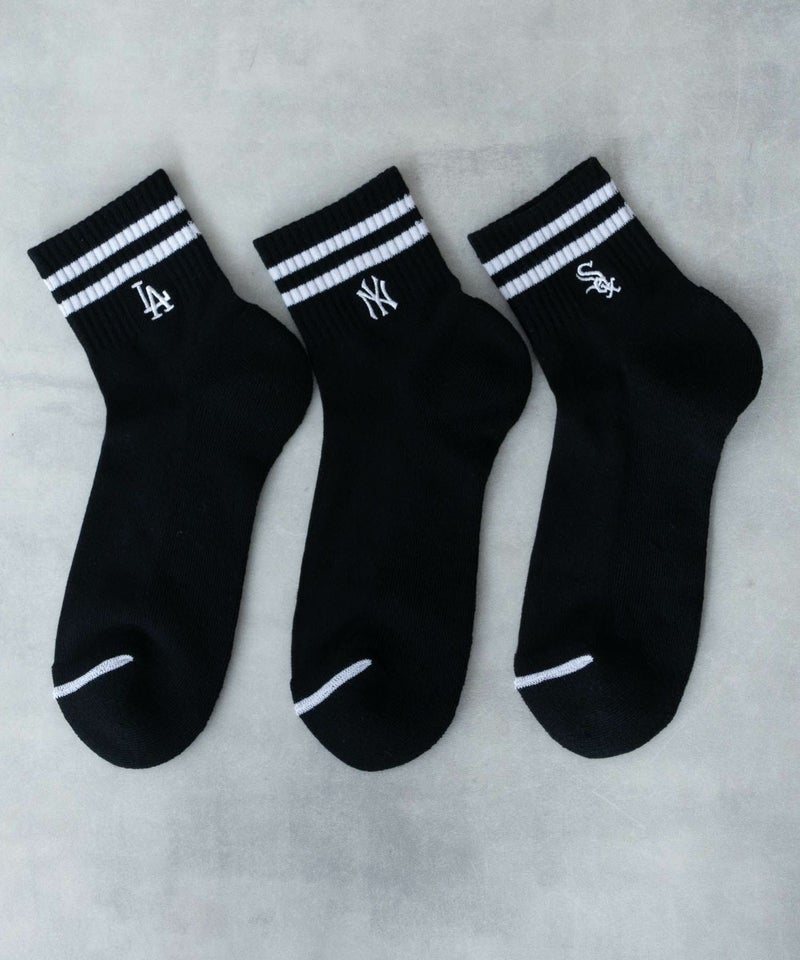 MLB クォーターソックス ライン入り 3足組 メンズ商品画像-2