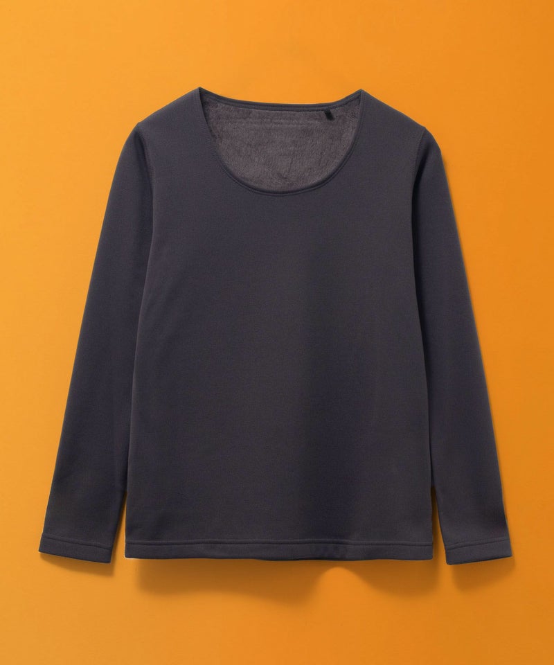 NAVY  温℃ 裏シャギーUネックインナー レディース メール便 対応商品商品画像-3