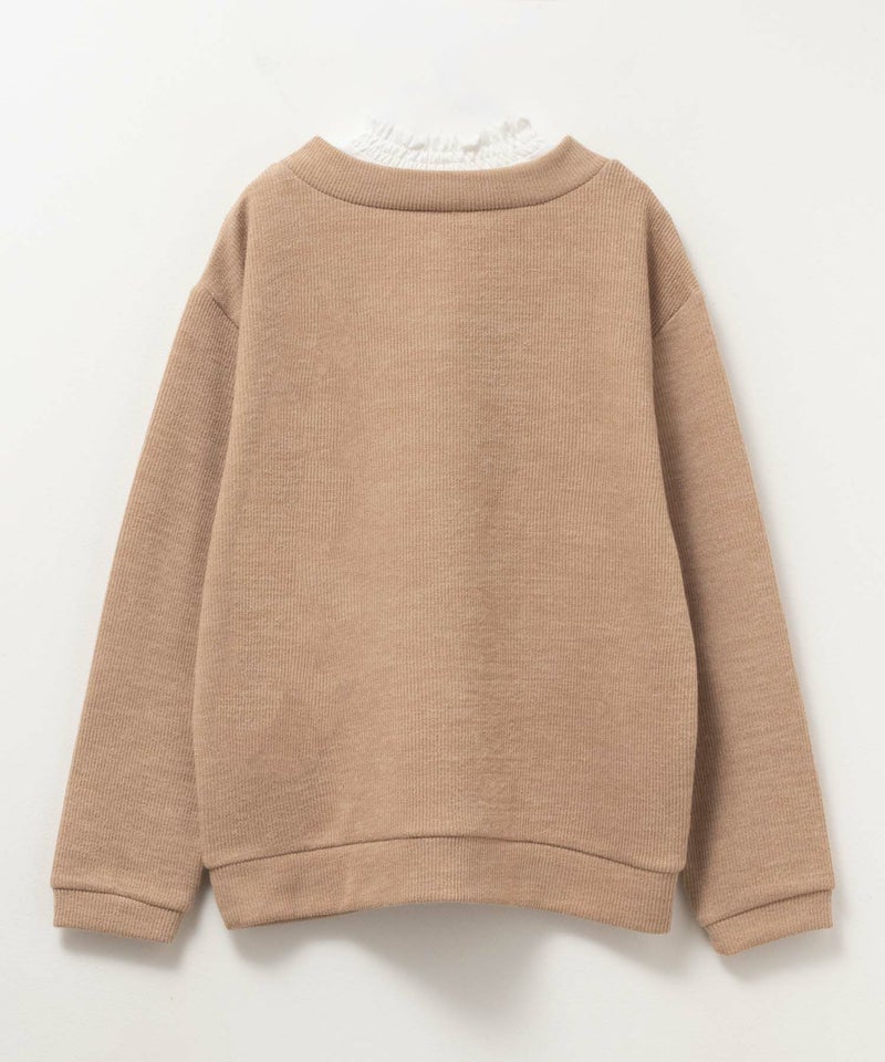 NAVY  襟フリルデザインレイヤード風ニットソー キッズ商品画像-7