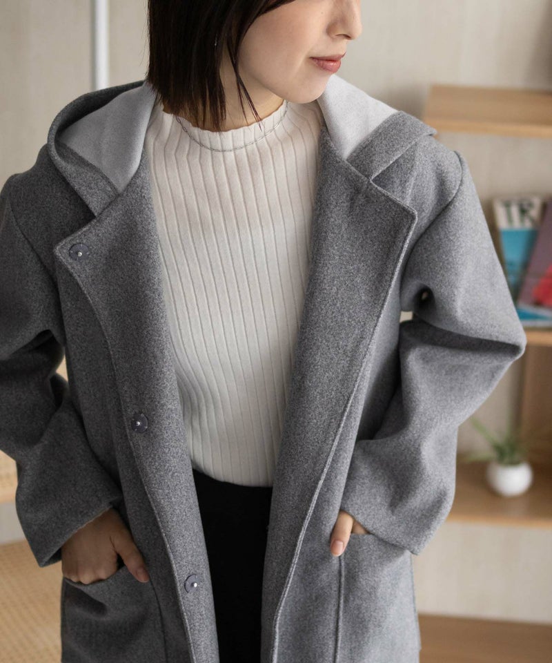 nAvy フードロングコート レディース商品画像-5