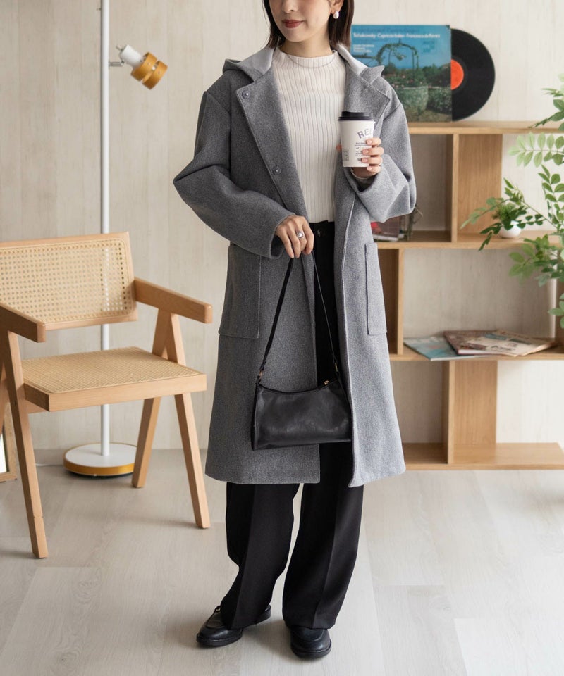 nAvy フードロングコート レディース商品画像-10