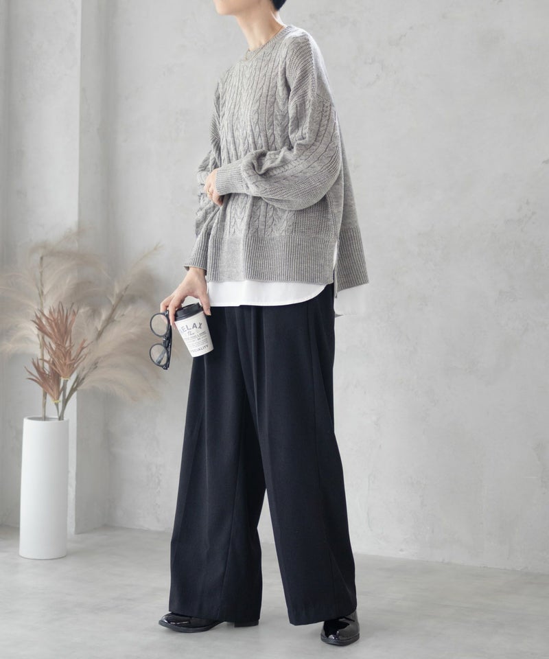 [期間限定knit]nAvy  フェイクレイヤードプルオーバー レディース商品画像-3