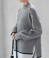 [期間限定knit]nAvy 肩ボタンフェイクレイヤードハイネックニットプルオーバー レディース商品サムネイル-2