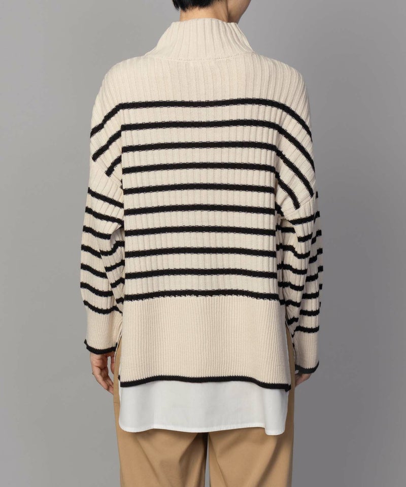 [期間限定knit]nAvy 肩ボタンフェイクレイヤードハイネックニットプルオーバー レディース商品画像-11