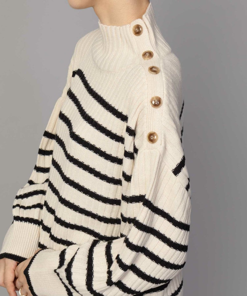 nAvy 肩ボタンフェイクレイヤードハイネックニットプルオーバー レディース商品画像-12