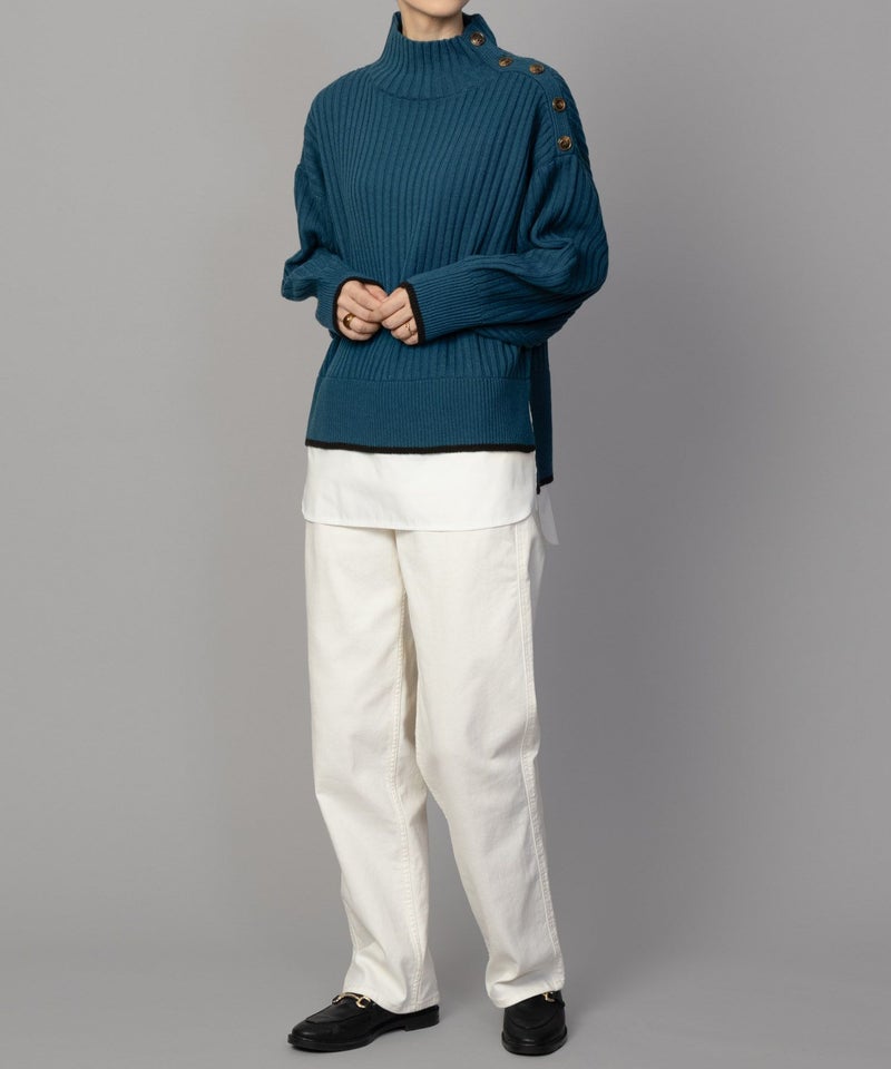 [期間限定knit]nAvy 肩ボタンフェイクレイヤードハイネックニットプルオーバー レディース商品画像-25