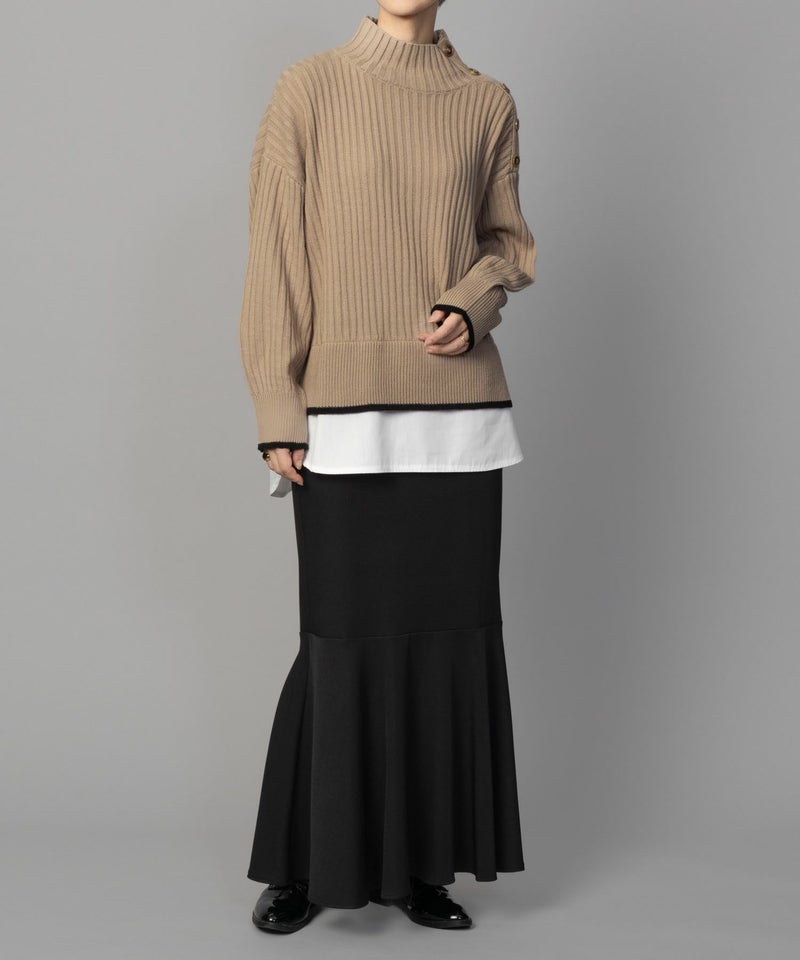 [期間限定knit]nAvy 肩ボタンフェイクレイヤードハイネックニットプルオーバー レディース商品画像-28