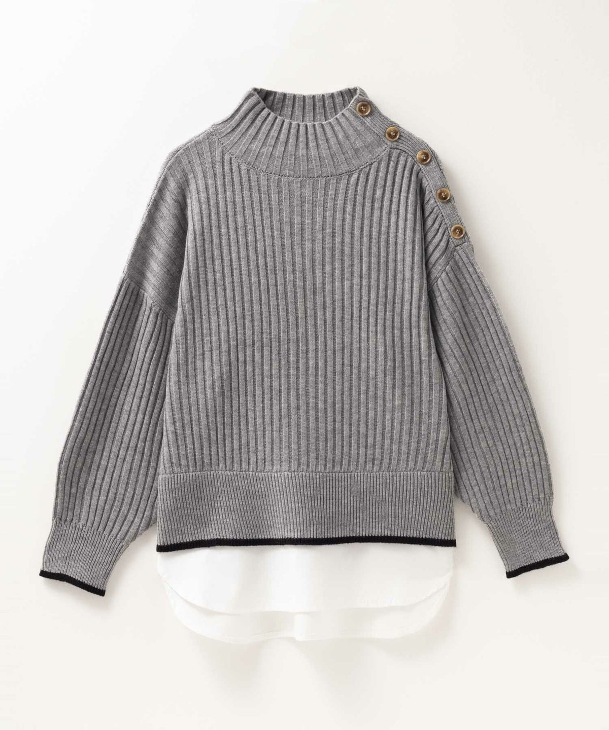 nAvy 肩ボタンフェイクレイヤードハイネック レディース