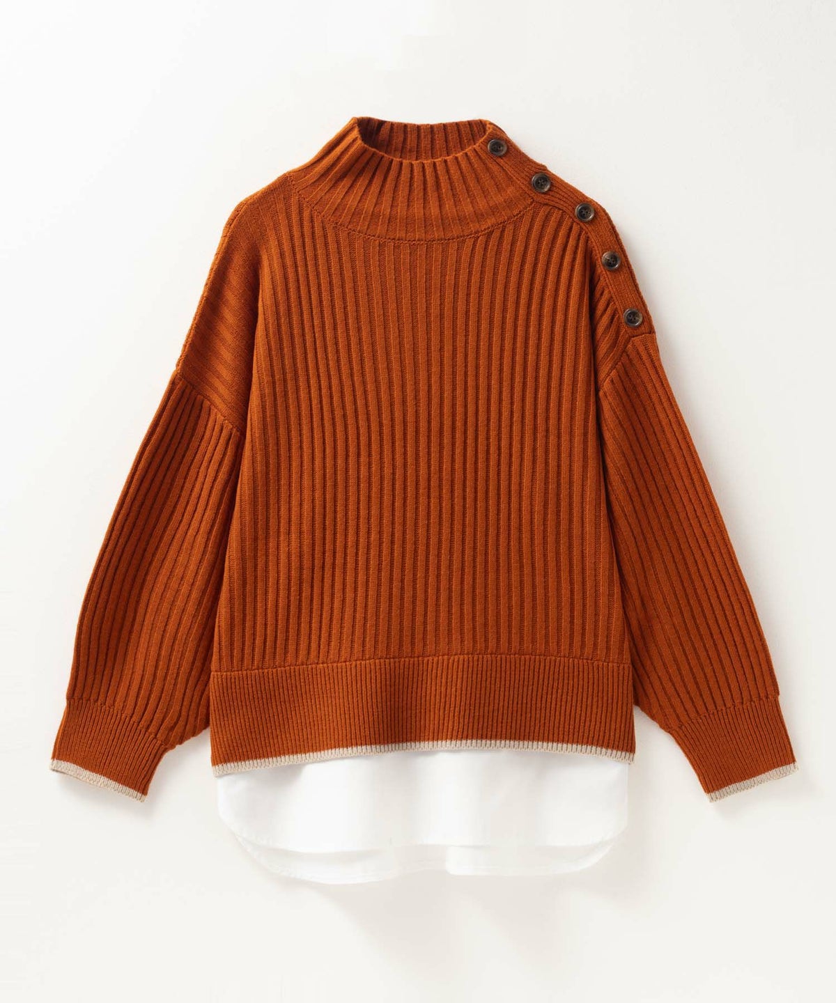 nAvy 肩ボタンフェイクレイヤードハイネック レディース