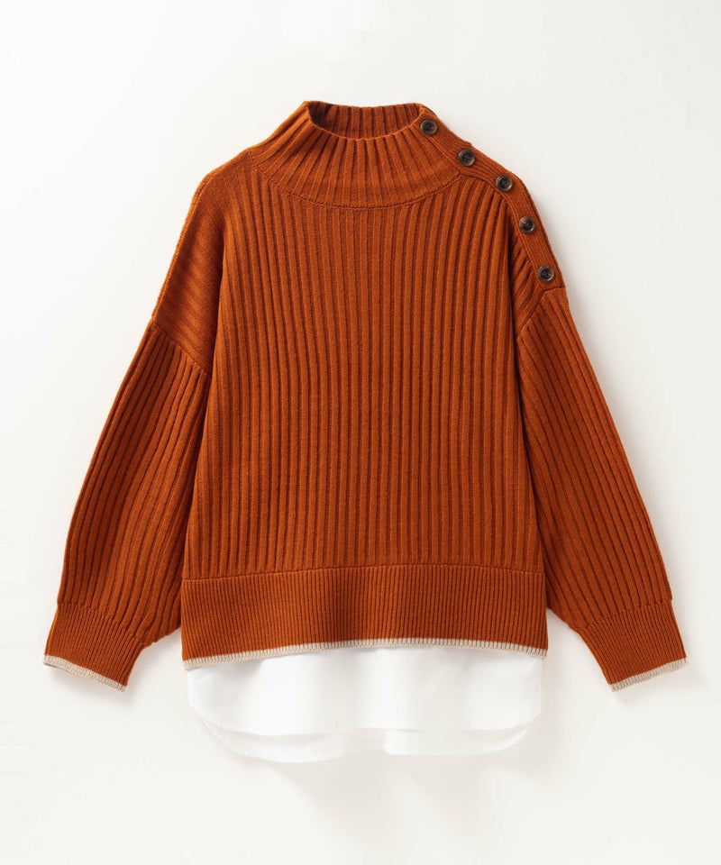 [期間限定knit]nAvy 肩ボタンフェイクレイヤードハイネックニットプルオーバー レディース商品画像-33