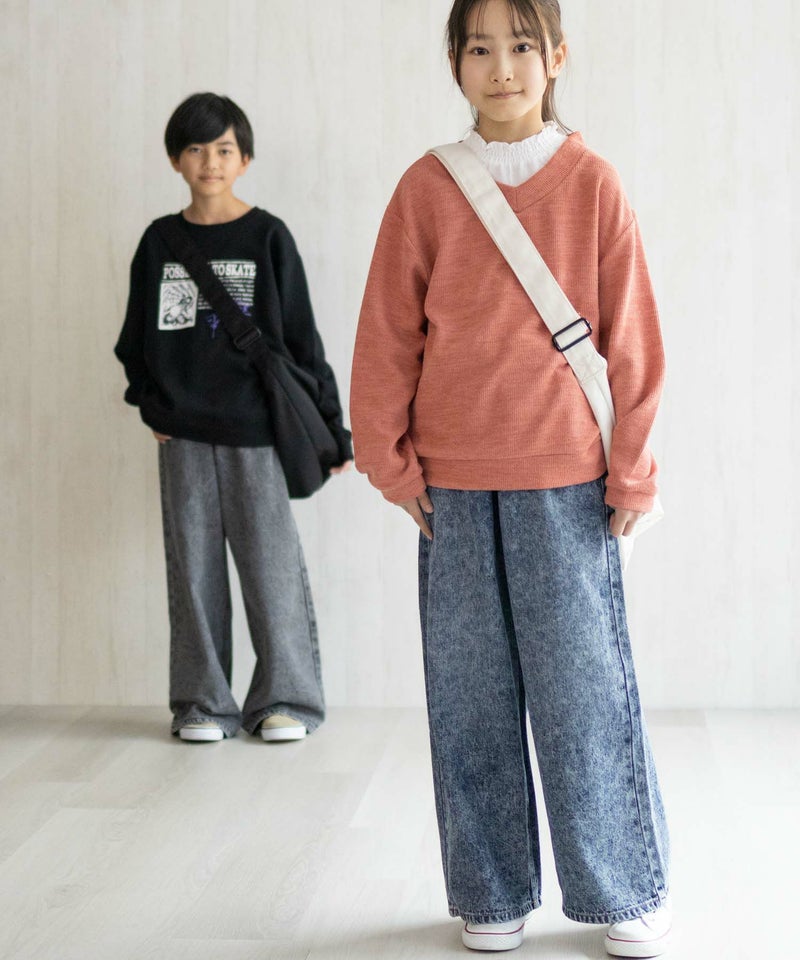 NAVY  デニムワイドパンツ キッズ商品画像-1