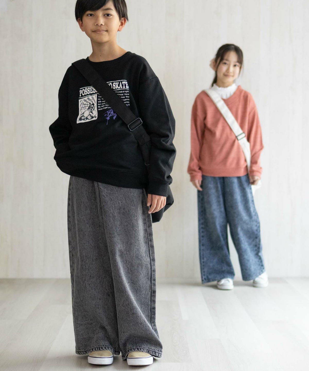 NAVY デニムワイドパンツ キッズ