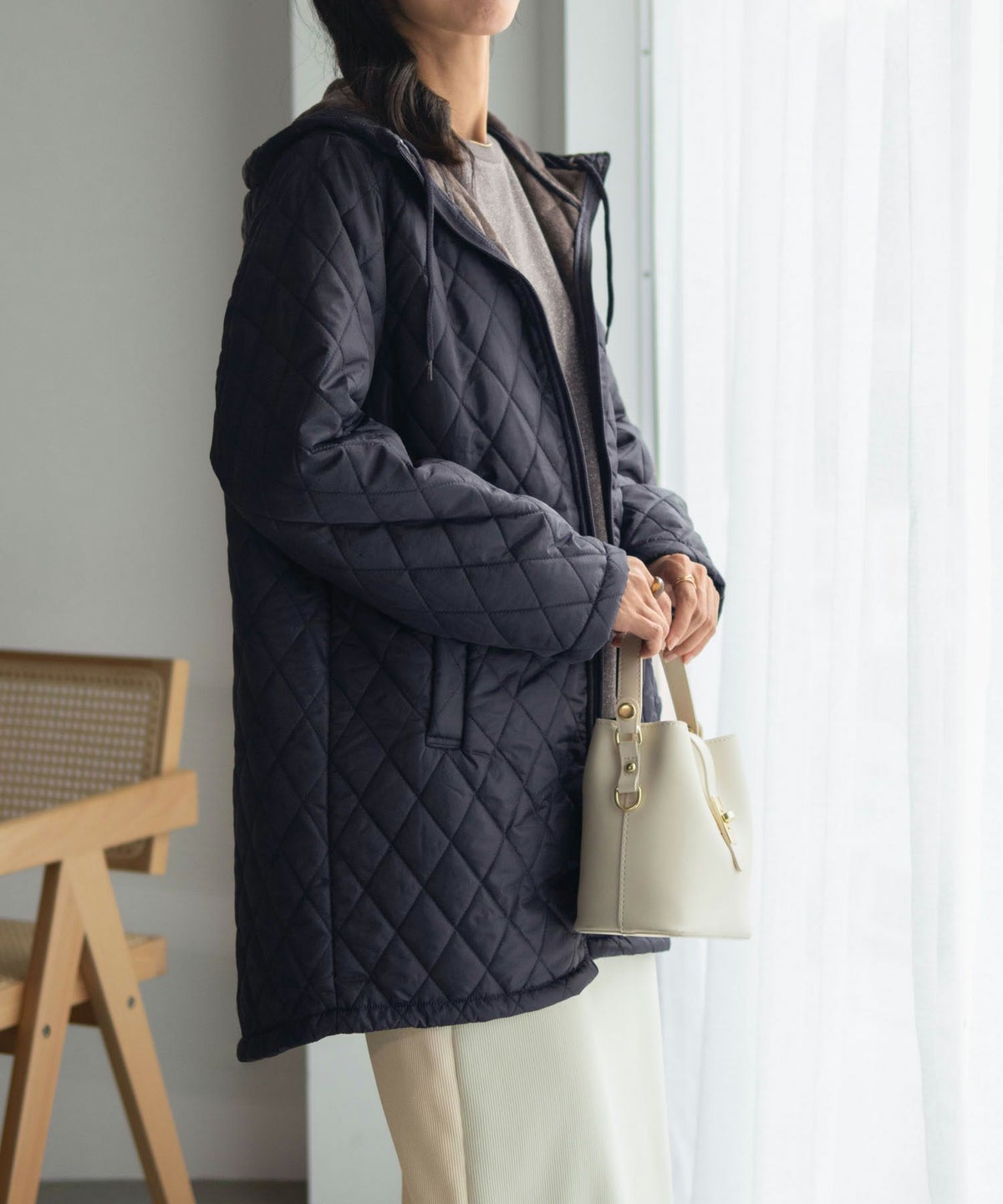 CONVERSE キルト中綿フードジャケット レディース