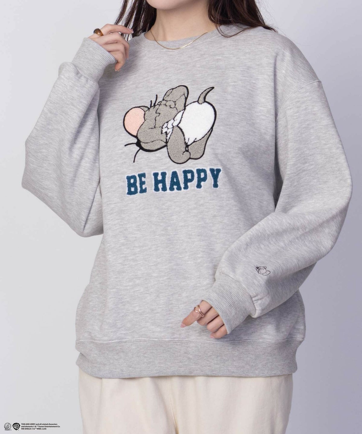 Tom and Jerry サガラ刺繍ルーズトレーナー レディース