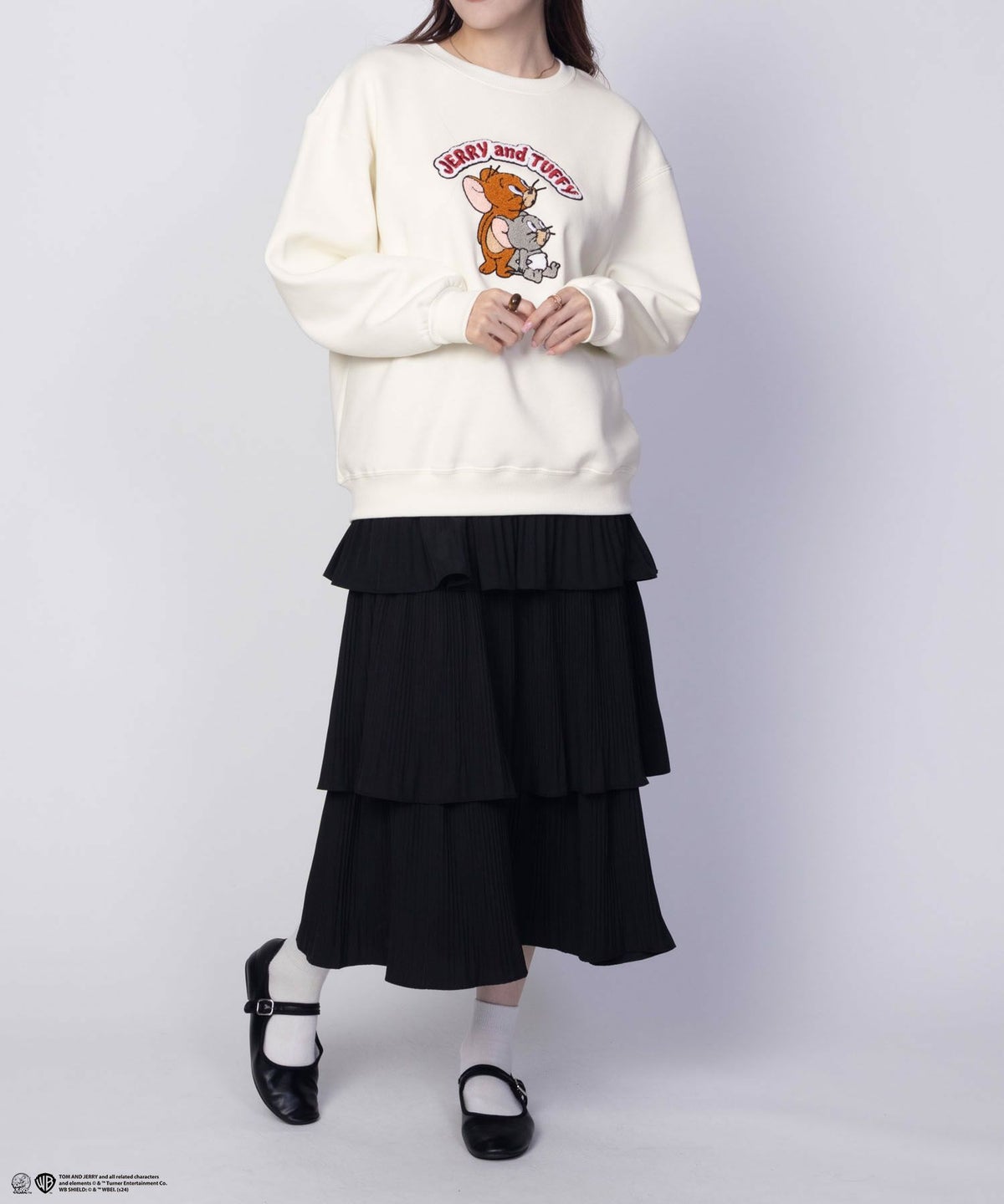 Tom and Jerry サガラ刺繍ルーズトレーナー レディース