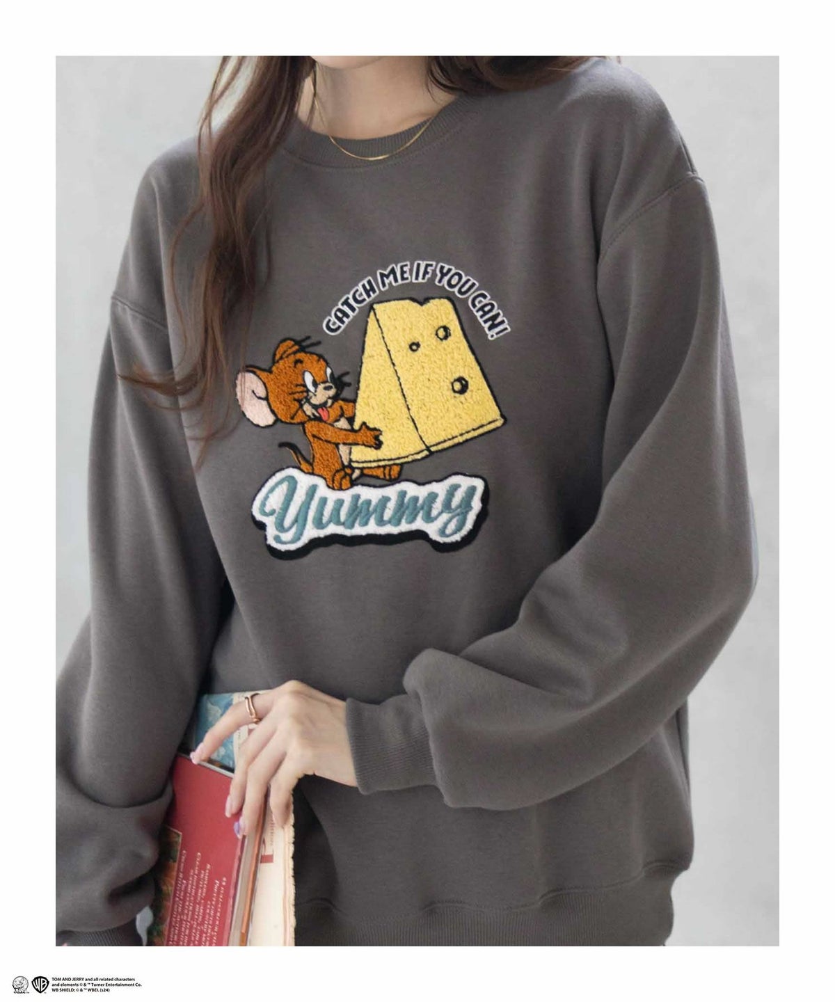 Tom and Jerry サガラ刺繍ルーズトレーナー レディース