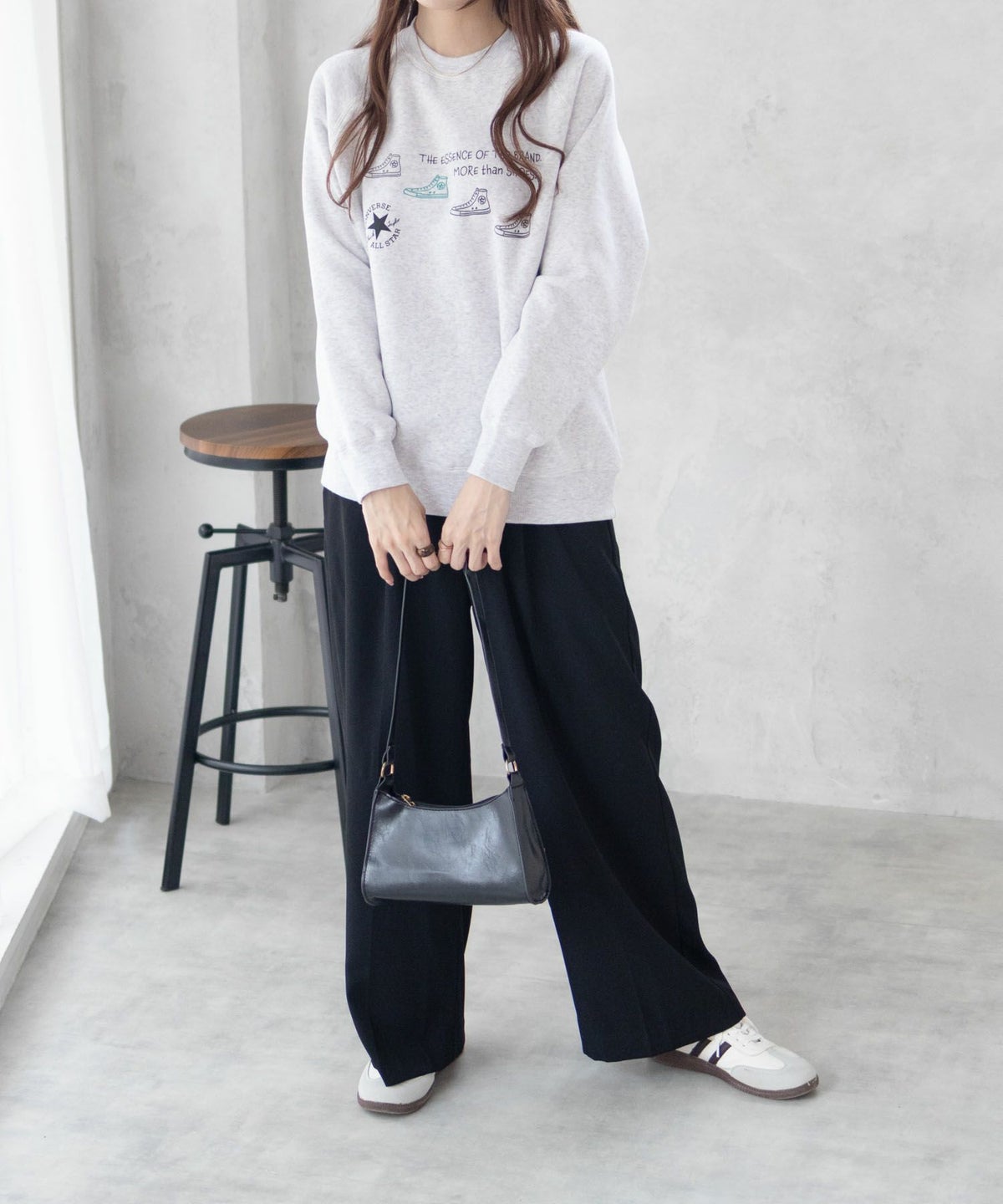 CONVERSE 身頃裏シャギートレーナー レディース