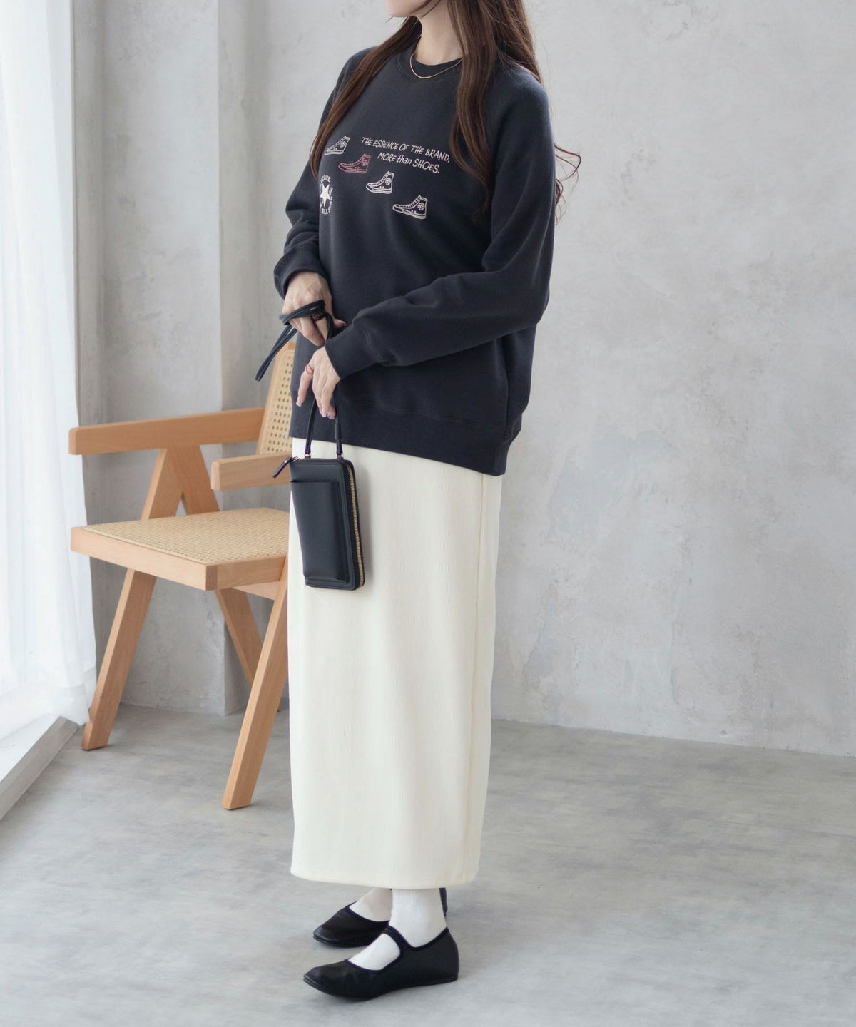 CONVERSE 身頃裏シャギートレーナー レディース