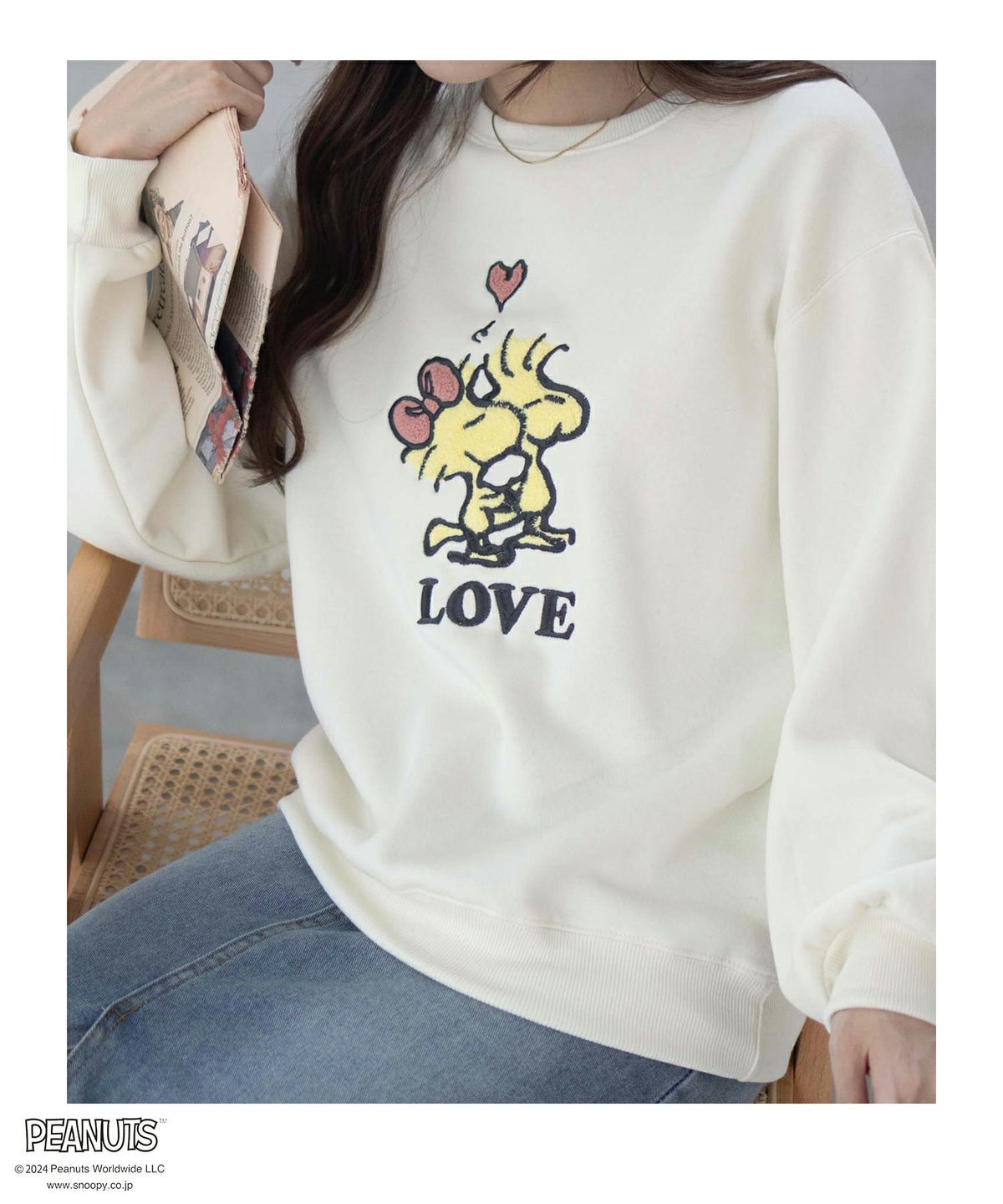 PEANUTS SNOOPY サガラ刺繍ルーズトレーナー レディース