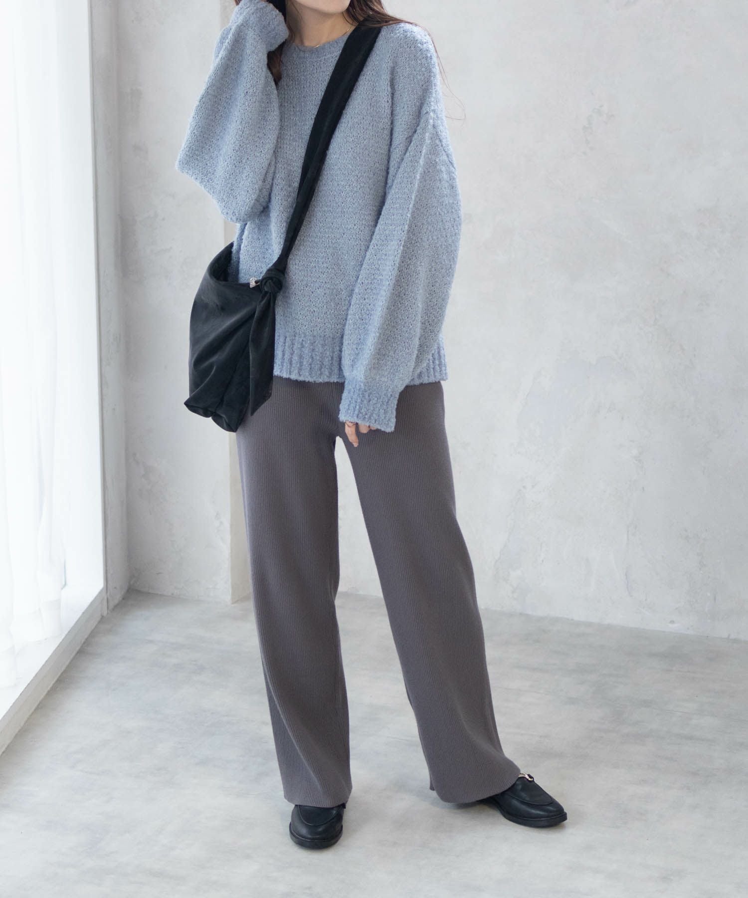 マイラン mylan カシミヤ100 リブニットパンツ HusHusH リブニットパンツ レディース