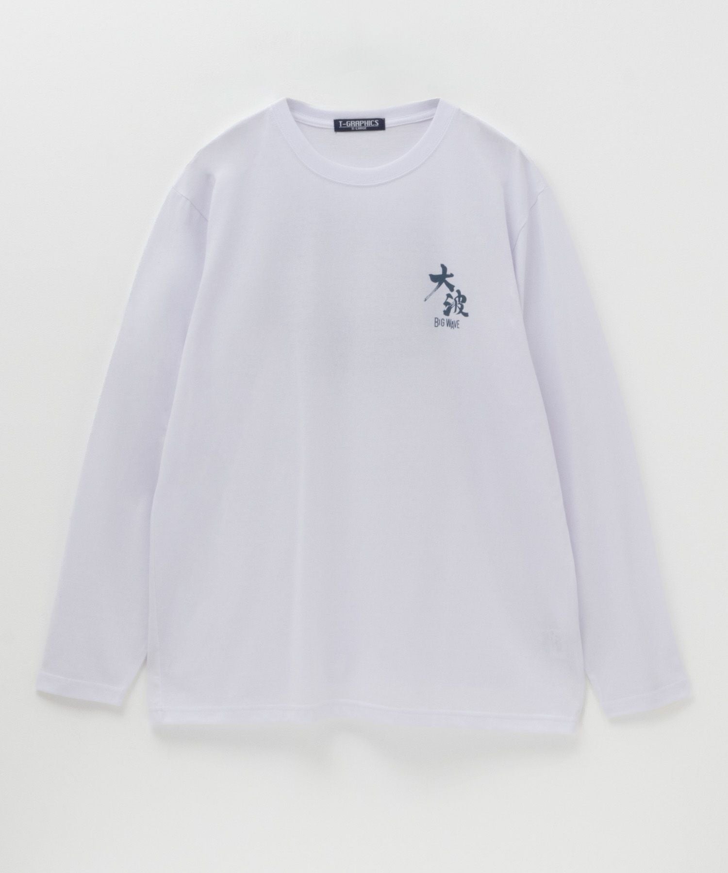 手描き唐草柄袖リブロングTシャツ XS ホワイト 長袖 秋冬 藍色男女兼用サイズ 禅×がしゃ手描き長袖Tシャツ「武士髑髏×青龍」 禅 KTLH0023 和柄 和風