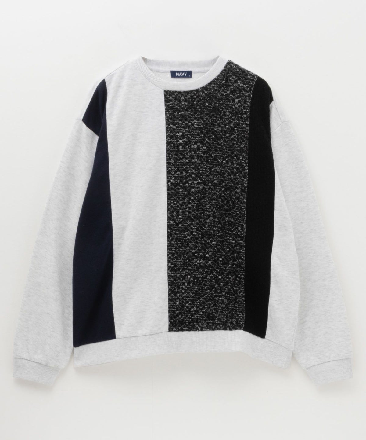 NAVY 裏毛ニット切替クルーネックプルオーバー メンズ