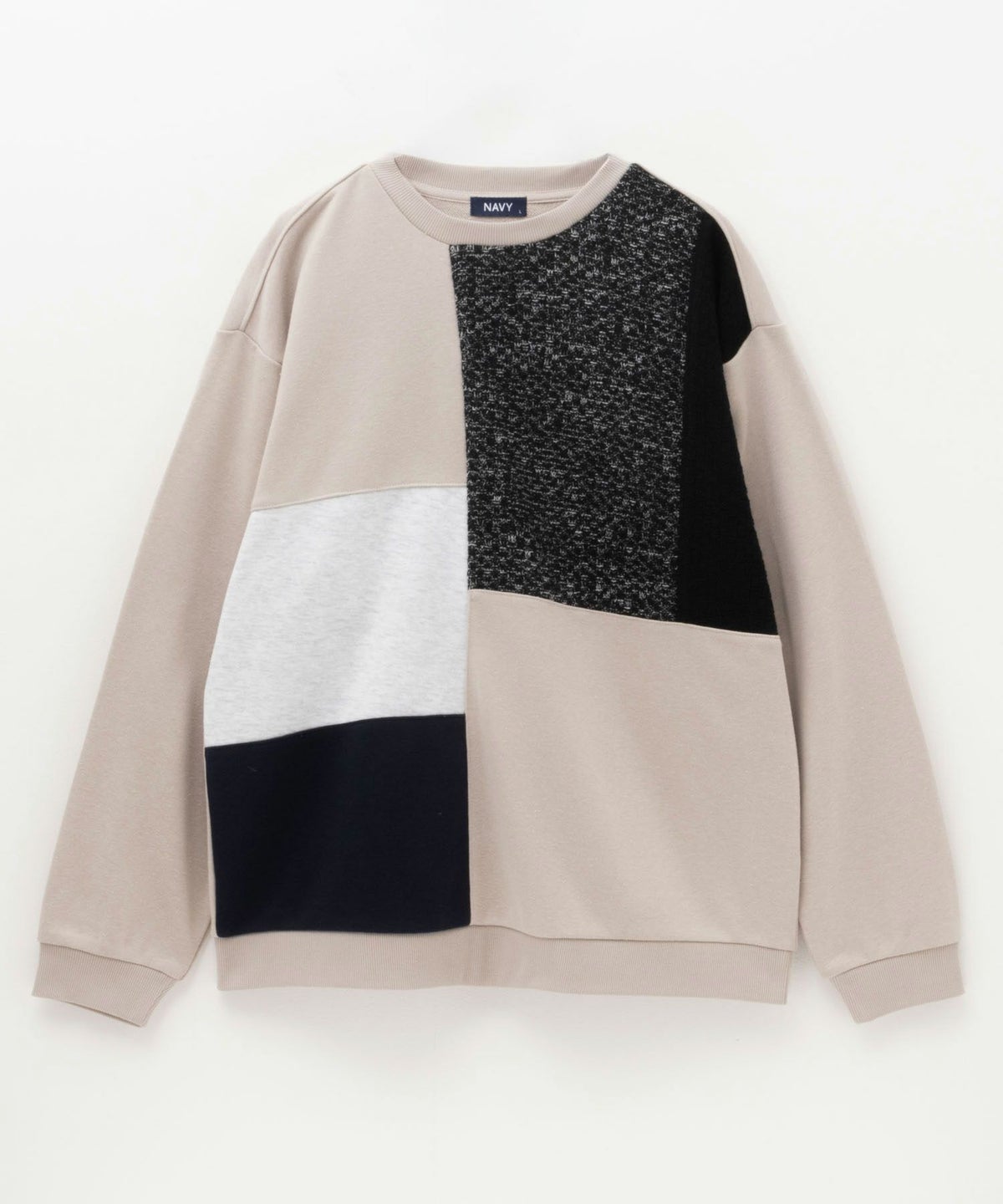 NAVY 裏毛ニット切替クルーネックプルオーバー メンズ