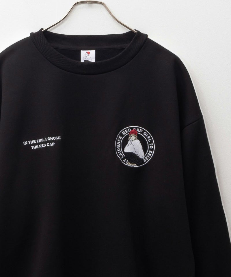 RED CAP GIRL 裏起毛袖ライン胸刺繍クルーネックスウェット メンズ商品画像-1