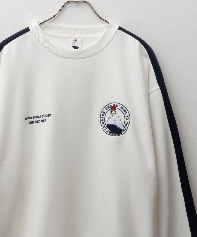 RED CAP GIRL 裏起毛袖ライン胸刺繍クルーネックスウェット メンズ商品画像-2