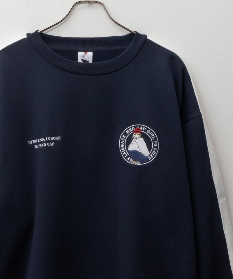 RED CAP GIRL 裏起毛袖ライン胸刺繍クルーネックスウェット メンズ商品画像-3
