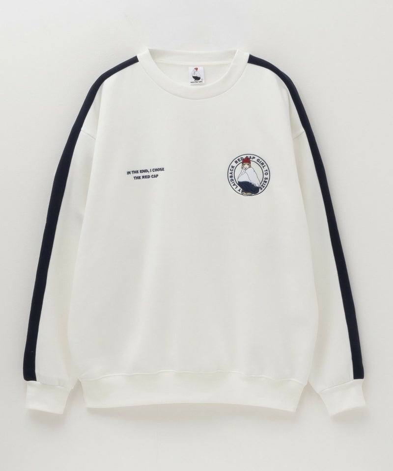 RED CAP GIRL 裏起毛袖ライン胸刺繍クルーネックスウェット メンズ商品画像-6