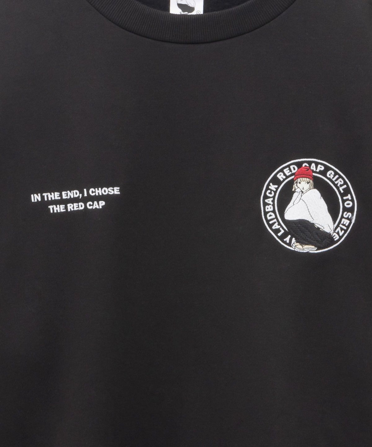 RED CAP GIRL 裏起毛袖ライン胸刺繍クルーネックスウェット メンズ