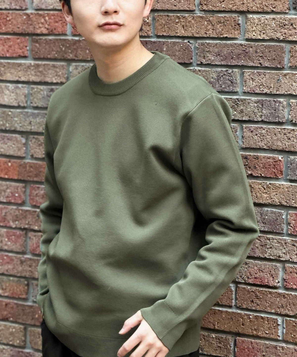 NAVY 12Gクルーネックニット メンズ