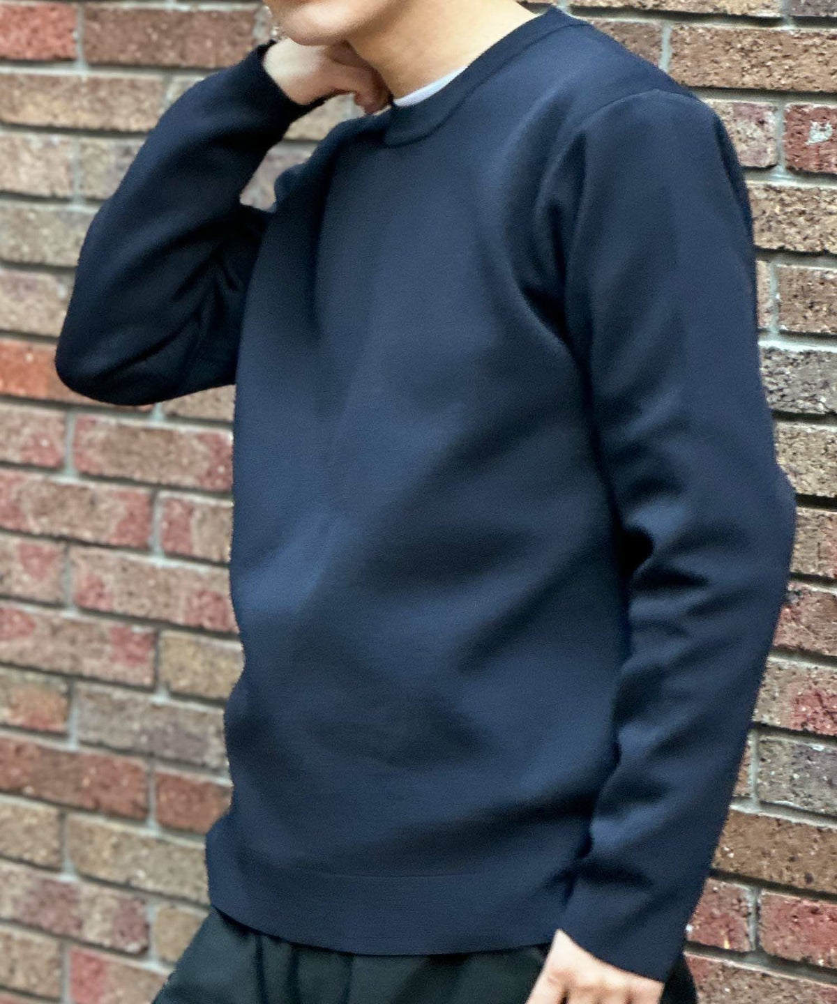 NAVY 12Gクルーネックニット メンズ