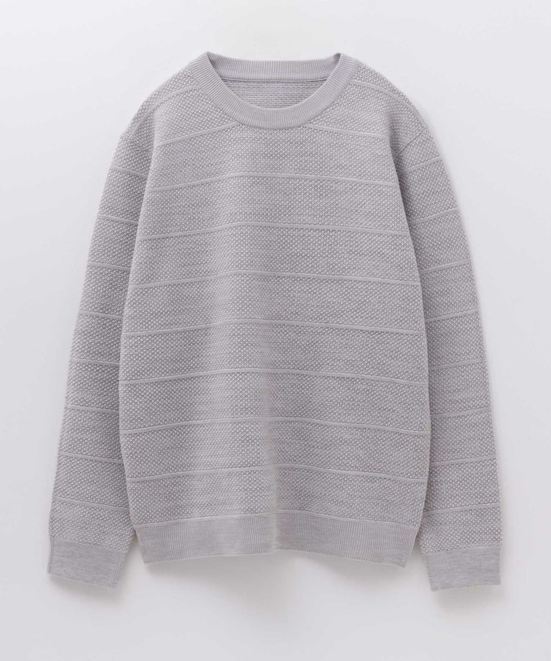 NAVY 軽快ニット メッシュボーダークルーネック メンズ商品画像-15