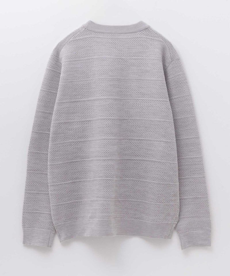 NAVY 軽快ニット メッシュボーダークルーネック メンズ商品画像-16