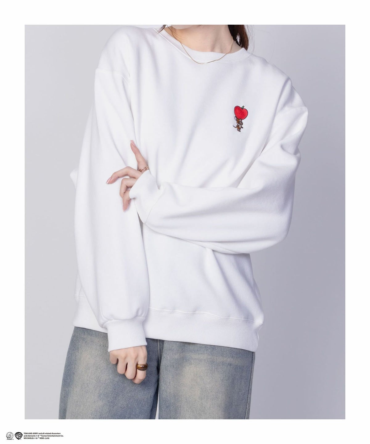 Tom and Jerry 刺繍ルーズトレーナー レディース