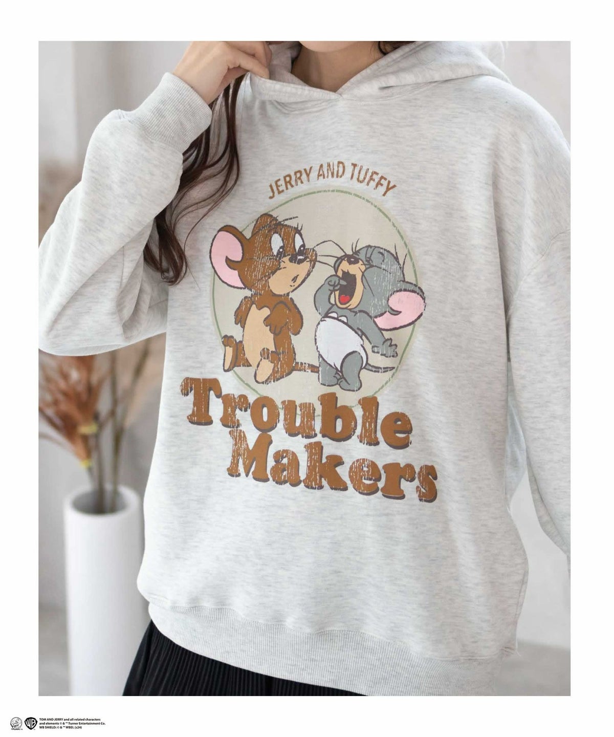 Tom and Jerry プリントルーズパーカー レディース