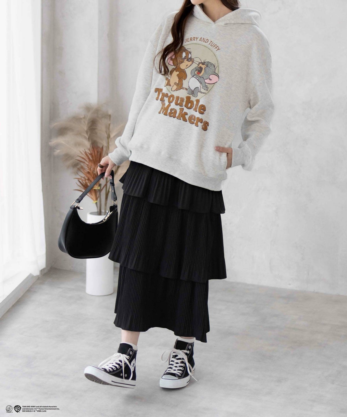 Tom and Jerry プリントルーズパーカー レディース