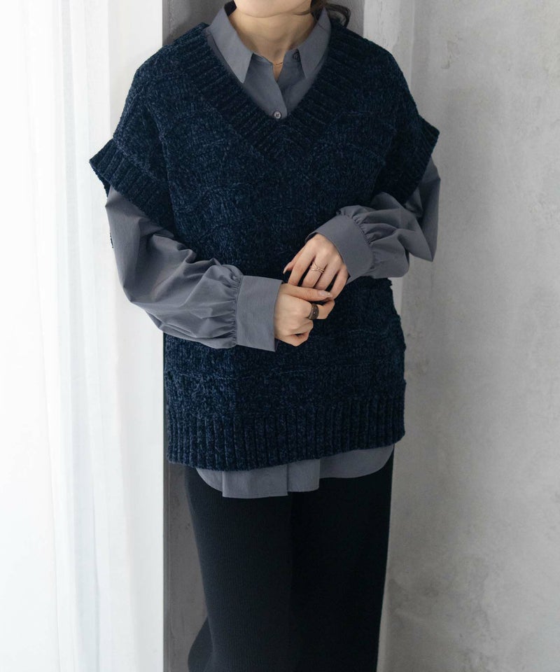 HusHusH モールVネックニットベスト レディース商品画像-7