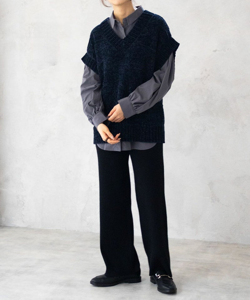 [期間限定knit]HusHusH  モールVネックニットベスト レディース商品画像-8