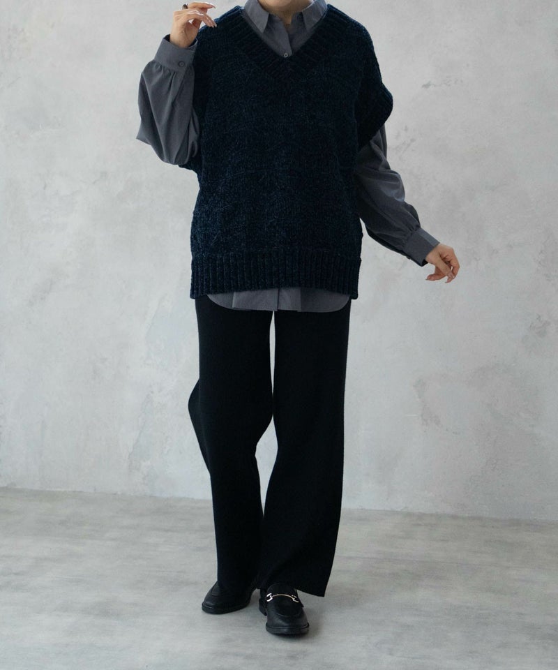 [期間限定knit]HusHusH  モールVネックニットベスト レディース商品画像-9