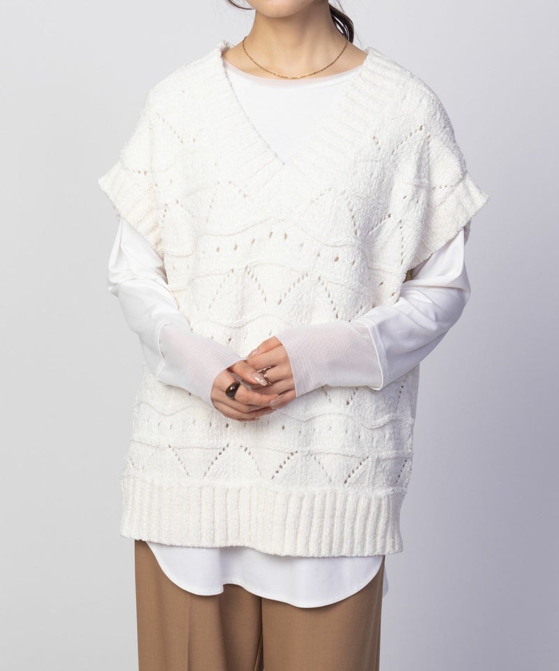 HusHusH モールVネックニットベスト レディース商品画像-10