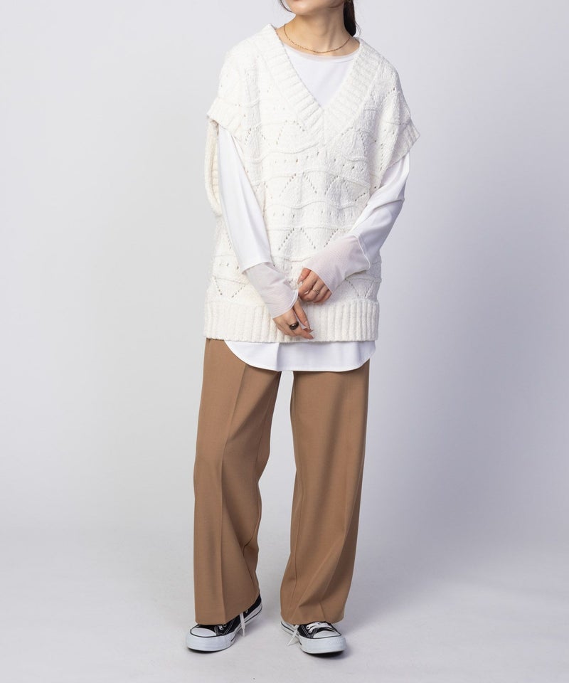 [期間限定knit]HusHusH  モールVネックニットベスト レディース商品画像-12