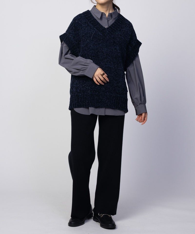 [期間限定knit]HusHusH  モールVネックニットベスト レディース商品画像-13