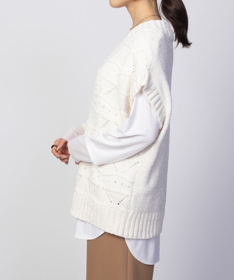 [期間限定knit]HusHusH  モールVネックニットベスト レディース商品画像-14