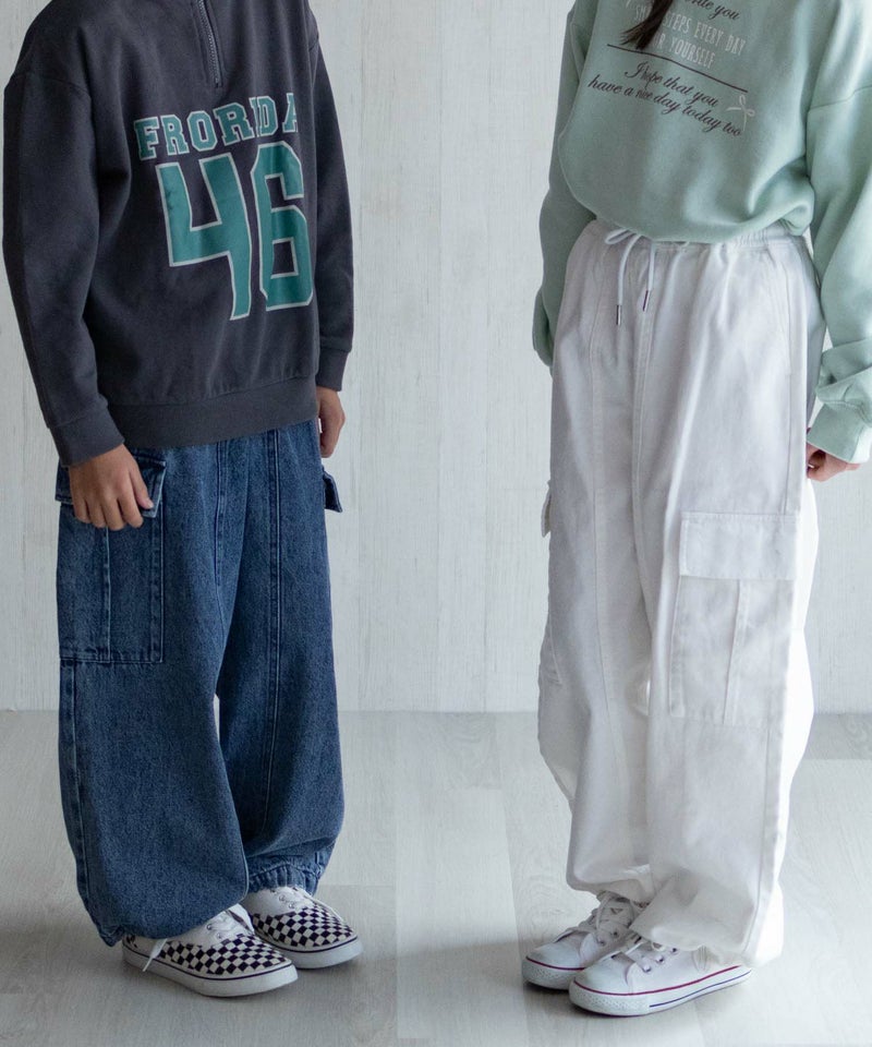 NAVY  デニムカーゴパンツ キッズ商品画像-1