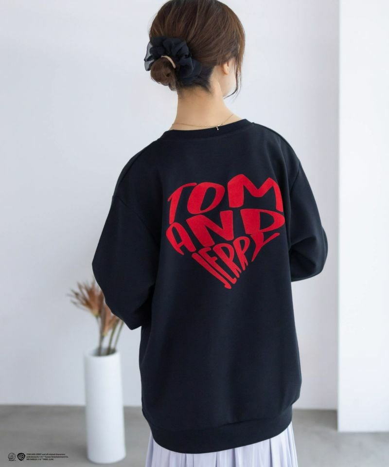 Tom and Jerry ポンチ素材 バックロゴフロッキートレーナー メンズ商品画像-3